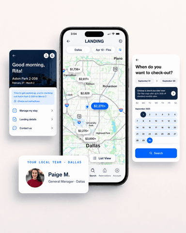 The Landing app on a smartphone
