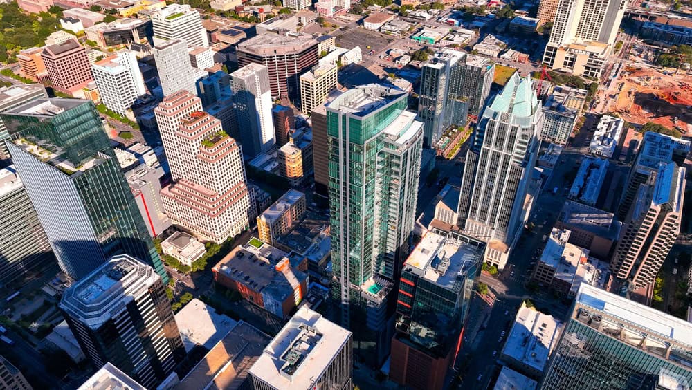 Aerial view of Downtown Austin